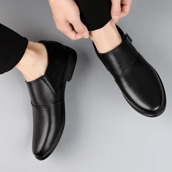 Mænd munk sko i ægte læder spænde lejligheder mokkasiner komfortable formelle sko forretning party kontor casual sko 2019