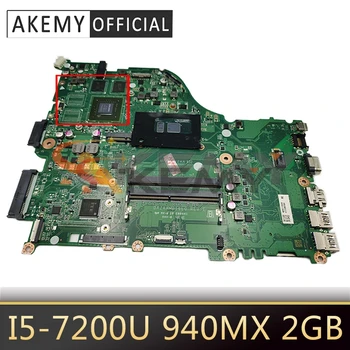 AKEMY Til ACER Aspire E5-575G Laptop Bundkort DDR4 Med SR2ZU I5-7200U CPU 940MX 2GB GPU DAZAAMB16E0 NBGD811005