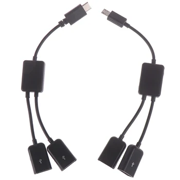Micro USB / Type C til 2 OTG Dual-Port-HUB, Kabel-Y-Splitter til Android Tablet Mus Tastatur Micro-USB Type-C Adapter Converter