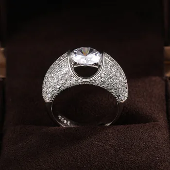 Nye Smukke Diamant Engagement Ring i Sølv Farve Løfte Ring Bedste Forslag Ring til Kæreste Kvinder, Trendy Smykker Hot
