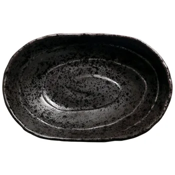 Japansk keramik plade oval lille skål husstand Japansk materiale plade sort plade restaurant service sushi tallerken grove pot
