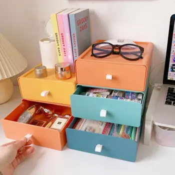 Støvtæt Multi-lag Skuffe Storage Box Desktop Papirvarer Smykker Hånd Konto Kosmetik opbevaringsboks