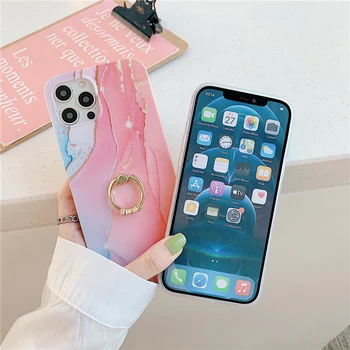 Luksus Glitter Marmor Tekstur Phone Case for iPhone-11 Pro Max antal 12pro 7 8 Plus X XR XS Soft Shell Dække Funda Med Ring Holder