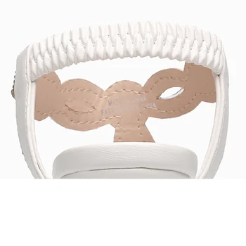 LEMAI Kiler Sandaler Kvinders Mode Britisk T-bundet Diamant Dekoration Sko Elastik Hvid Høje Hæle Sandaler til Kvinde