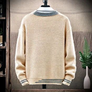 Lys Luksus Vinter Sweater Mænd koreanske Version af Den Tendens i ensfarvet Trøje Løs Efteråret og Vinteren Rund Hals Sweater
