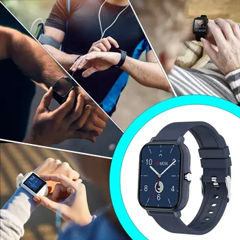H20 Trådløse Smartwatch Sport Fitness Ringe Armbånd Puls Fuld Touch Square Armbånd Ur For Mænd