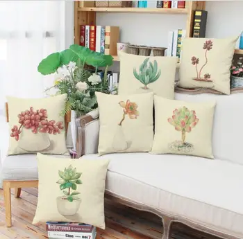 Grønt Blad Potteplanter Pude Dekorativ Blomst Kaktus Pude Sofa Hjem Indretning Dekoration Dekorative Pudebetræk