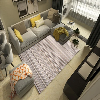 Enkel sort og hvidt geometrisk gitter tæppe soveværelse, stue dekoration tæppe, badeværelse, non-slip mat moderne rektangulær f