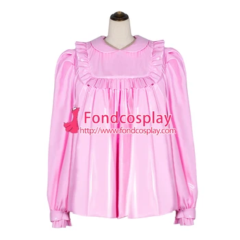 Fransk Tøsedreng Stuepige baby pink PVC-shirt Uniform Cosplay Kostume Skræddersyet[G4056]