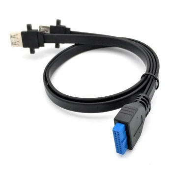 IDE20P Front Panel Extension Kabel, 20-Pin til Dual USB3.0 Kvinde med skruehuller 30/50/80cm Chassis Data Adapter Kabel