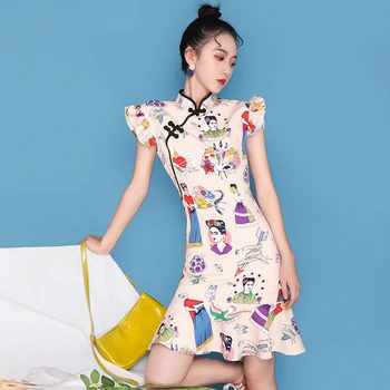 Afsnit gøre qipao unge pige sommer ændret hud-stramme fishtail kjole nye Kinesiske vind