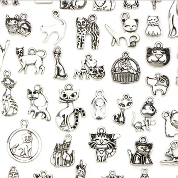42pcs/masse nye kreative antik sølv dyr kat charms stik til diy-halskæde-Armbånd-vedhæng smykker at gøre tilbehør