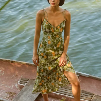 Sommeren kvinder casual print syninger slim-fit hofteholder kjole