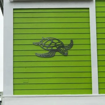 Metal havskildpadde Ornament Beach Tema Indretning Wall Art Dekorationer vægtæppe til Indendørs Stue C1