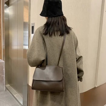Bærbare Kvinder med Stor Kapacitet Skulder Håndtasker Vintage PU Læder Crossbody Taske Mode Udsøgt Shopping Taske