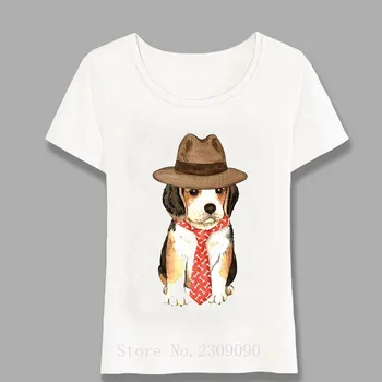 Ny Trend Kvinder t-shirt Hipster Cool Beagle Print T-Shirt i Blød Afslappet Toppe O-neck t-Shirts Søde Hund Design Pige T-Shirt Harajuku