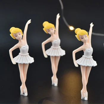 Søde Ballerina Pige Fe Statue Park Dekoration Plast Håndværk DIY Nøglering Micro Landskab Smykker Tilbehør
