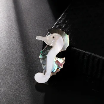 Mode Smykker Hippocampus Broche High-end Naturlige Shell Corsage Alle-match Tøj, Farverige Accessories Engros-og hvidguld