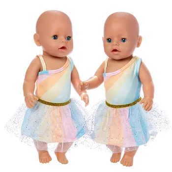 Baby Tøj 43 Cm Popite Hvid Enhjørning Slør Diy Kjole til Baby Tøj Fødsel Pung Baby Egnet til 17 Tommer Baby Tilbehør
