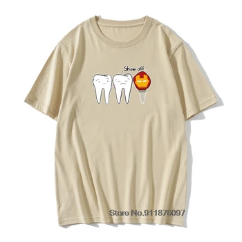 Mænd ' s Show-off Tand T-Shirts tandimplantat Tandlæge, Tandpleje Tees Vintage Kort Ærme Toppe Bomuld T-Shirt Stor Størrelse