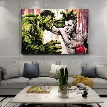 Hulk Kæmpe Tyson Boksning King Plakater og Prints Graffiti Boxer Tegnefilm Street Art Lærred Maleri Billede På Home Decor Væg Kunst