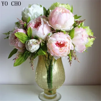 (3 stk/masse) Pink hvid Farve med Høj kvalitet ægte silke touch kunstige pæon blomster til bryllup buket blomster hjem dekoration