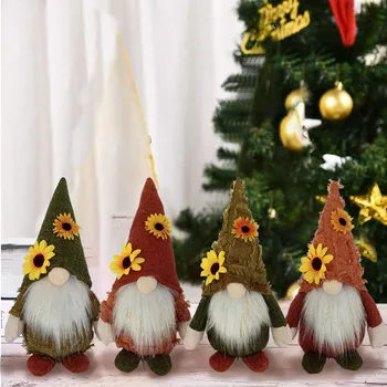 4PC Dekorationer Håndværk Høst Festival Solsikke Ansigtsløse Gnome Dukke Thanksgiving Kawaii Kids Room Home Decor Mors Dag Gave