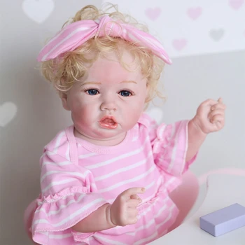 55cm Realistisk Dukke Fuld Blød Silikone Vinyl lille Barn Babyer Naturtro Pige Fødselsdag Gave Vaskbar Toy