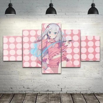Boligmontering Hd Print 5 Panel Maleri Anime Billeder Væg Kunst, Modulære Lærred, Plakat Eromanga Sensei Sengen Baggrund Ramme