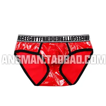 Natklub bar Red patent læder imiteret læder trusser mandlige gogo dans DJ personlighed sexet undertøj mandlige part W