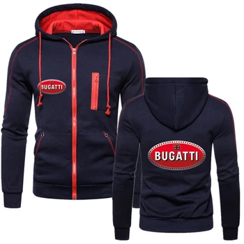 Nye Bugatti Bil Logo Trænings-Og Sweatshirt Muskel Hættetrøjer Mænd Brand Lynlås, Hætte Hip Hop Forår, Efterår Frakker