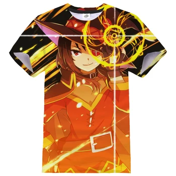 Anime Konosuba 3D-Print T-Shirt til Mænd, Kvinder Mode O-Hals Streetwear Kawaii Pige Hip Hop TShirt Sport Casual Skjorte, t-Shirts Toppe