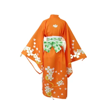 Anime Cosplay Super Danganronpa 2 Farvel Fortvivlelse Hiyoko Saionji Hiyoko Kimono Cosplay Kostume Voksne Kvinder Orange Kjole Kimono