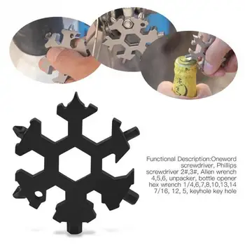 Udendørs Multi-funktion EDC Værktøj Legering Snefnug Form Snowflake-Kort Værktøj Manuel Skruenøgle Udendørs 19-i-1 Unbrakonøgle E8W2