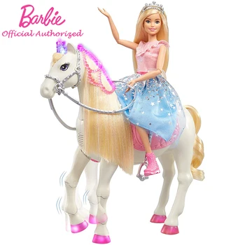 Barbie Eventyr Dukker Prinsesse Spankulere Og Glitre Hest Tilbehør, Kid Legetøj, Lys & Lyde GML79 Legesæt For Børn Fødselsdag