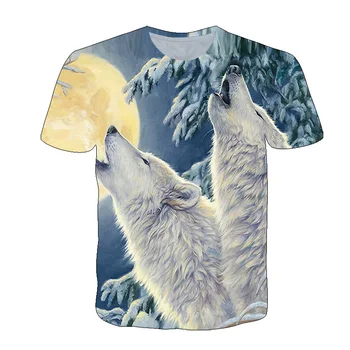 Sommer Fashion til Mænd T-Shirt Animationsfilm Rund Hals Casual Wolf T-Shirt 3D-Print Oversized T-Shirt XS-6XL