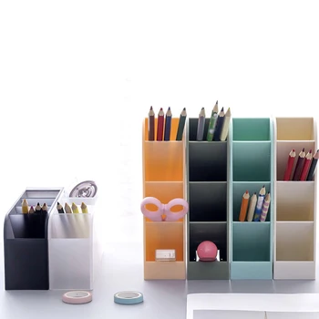 Skrå indsæt side blyanter blyant opbevaringsboks simpel plastik desktop opbevaringsboks kosmetik opbevaring kontor opbevaringsboks