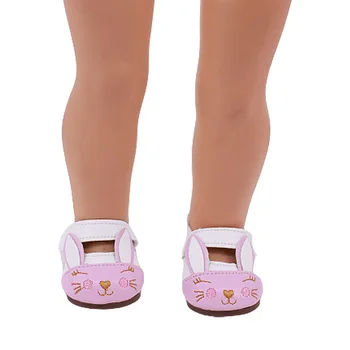 Dukke Sko Søde Pink Kitty Læder Sneaker Til 18 Tommer Amerikanske Bourne & 43Cm Reborn Baby Doll For Vores Generation Piger Legetøj