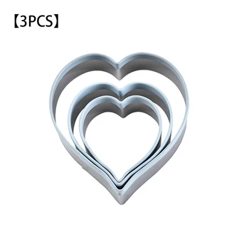 3PCS Cake Slicer Love Heart Slicing Moulds Cupcake Biscuit Molds Cookie Baking Tool Stainless Steel