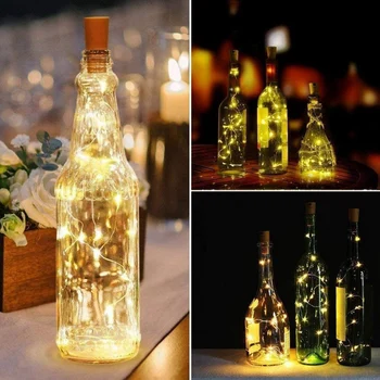 10 LED Vin Flaske Lys Prop Lys batteridrevne Fe String Lys til et Bryllup Part 15-Pack,Varm Hvid