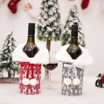 Jul Vin Flaske Dække Håndlavet Strik Champagne Flaske rødvin i Gave Pose til Jul Bryllup Fødselsdag Ferie