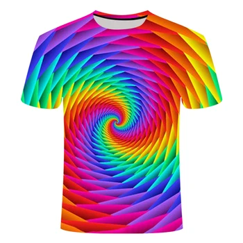 Sommeren Hot Salg 2021 Mode Print kortærmet T-shirt til Mænd Rund Hals Farve Vertigo Hypnotiske Farverige Trykt Top t-shirt