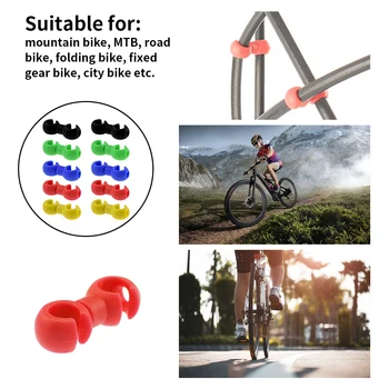 10stk/taske Cykel-Bremse Kabel Klip Plast S Cykel Linje Spænder Bærbare 360° Roterbar MTB Wire Klemmer, Rød