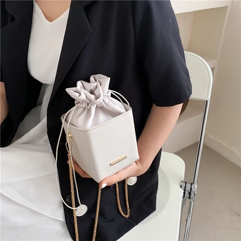 2021 Mini Box Design PU Læder Crossbody Tasker til Kvinder Luksus Kæde Skulder Håndtasker Damer Sommer Rejser Læift Punge