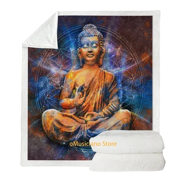 Buddha hoved meditere mønster Tæppe 3D-Print Buddha hoved Tæppe, Sengetøj Hjem Tekstil Tæppe Rejse Gave