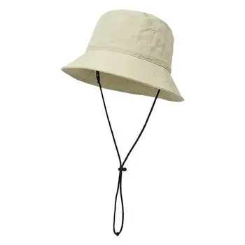 Ny Bomuld Bucket Hat Kvinder Vintage Solid Farve Unisex Reversible Solid Streetwear Folde Rejse Solen Cap Stor Bred Visir