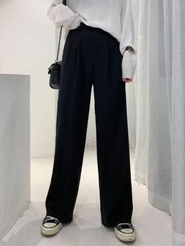 JCHB 2021 Kvinders Bukser Sommer Bukser med Bred Ben Bukser til Kvinder koreansk Stil med Høj Talje, Baggy Bukser Sort Pantalon Femme 5 Pph