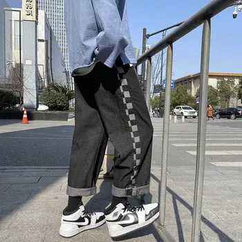 2021 Foråret og sommeren tynde jeans mænd koreanske Tendens alsidige lige bred ben bukser og løs lys farve-gulvtæppe bukser jean Salg