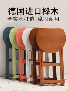 Kreative massivt træ foldning afføring husstand pladsbesparende stol bærbare lille spisekøkken høj bænk