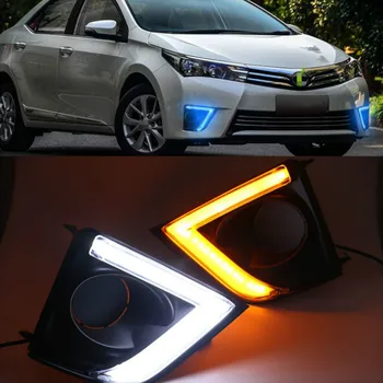 1 Indstil KØRELYSET For Toyota Corolla 2016 LED-Kørelys med gule blinklys nat blå Hoved Fog Lamp cover
